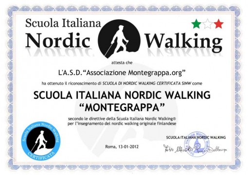 Certificazione scuola nordic walking montegrappa
